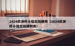 2024欧洲杯小组出线规则（2024欧洲杯小组出线规则表）